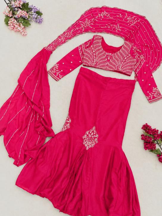 Trending Stylelish BB 73  Chinon Silk Pink Lehenga choli manufacturers in Gujarat